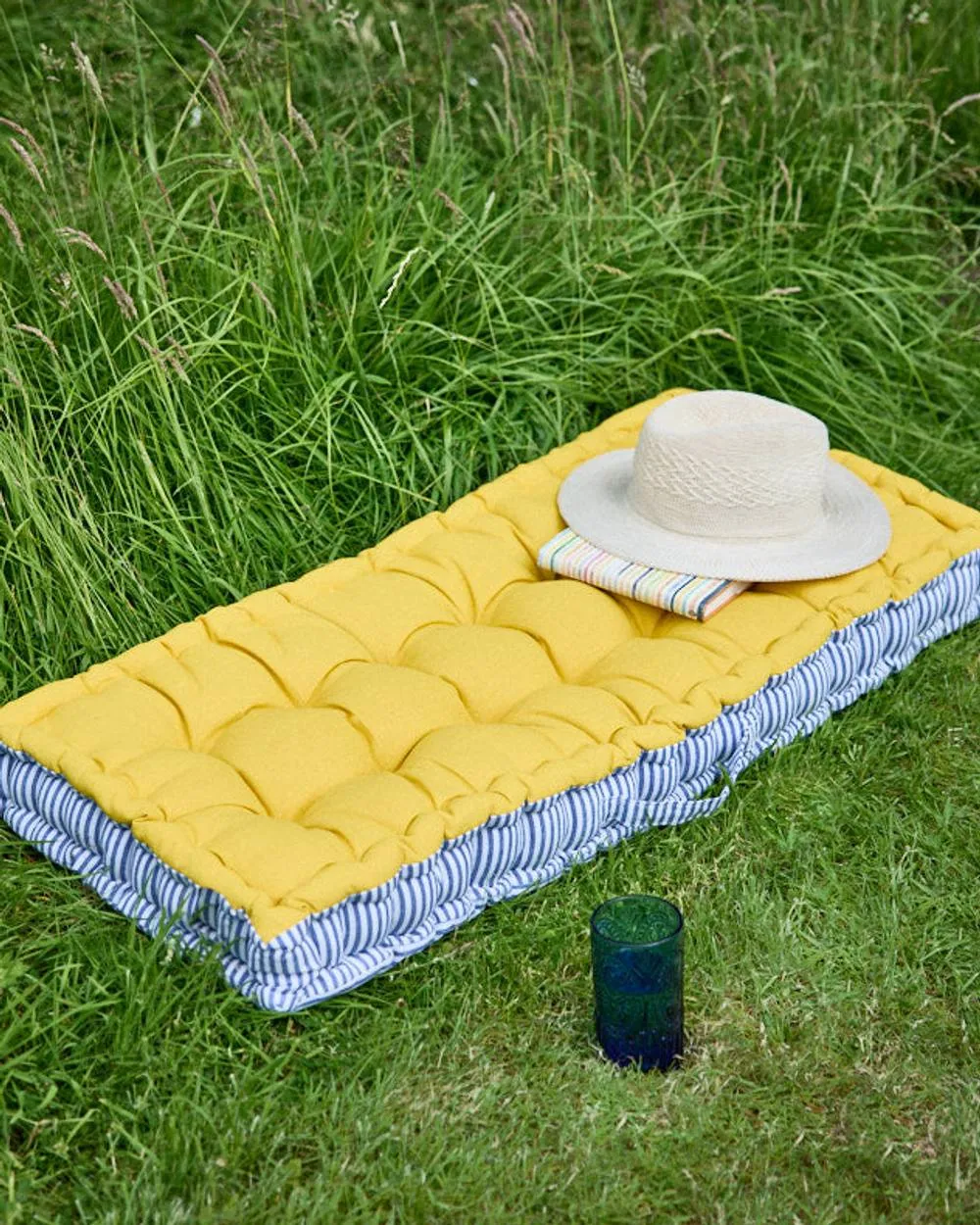 Dibor Vintage Blue Striped Reversible Indoor Outdoor Garden Bench Cushion L105cm x W42cm 4