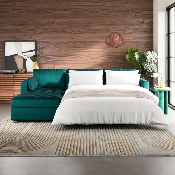 Zoe II Velvet Corner Storage Sofa Bed 1