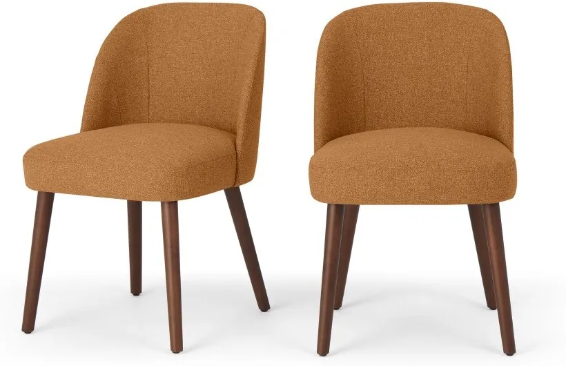 Set of 2 Swinton Dining Chairs, Orleans Marmalade Orange & Dark Stain