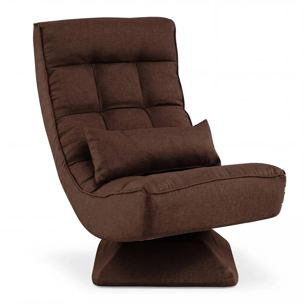 Costway 5-Position Adjustable Floor Chair Padded Lounge Chair with Swivel Base in Brown