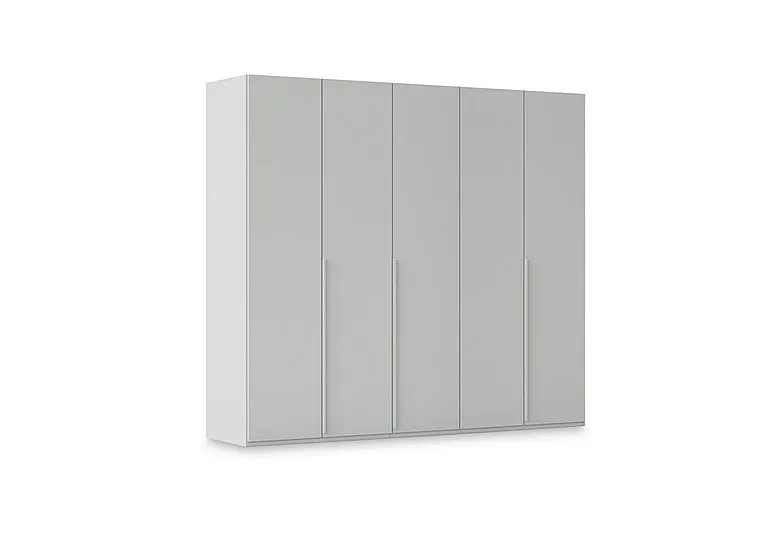 Haven 251cm 5 Door Hinged Wardrobe with Décor Doors - Silk Grey/Silk Grey Front