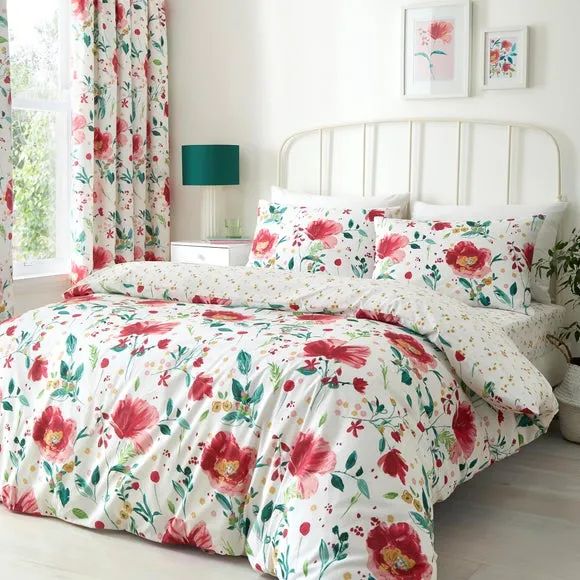 Dreams n Drapes Abstract Poppy Polycotton Duvet Cover & Pillowcase Set 1
