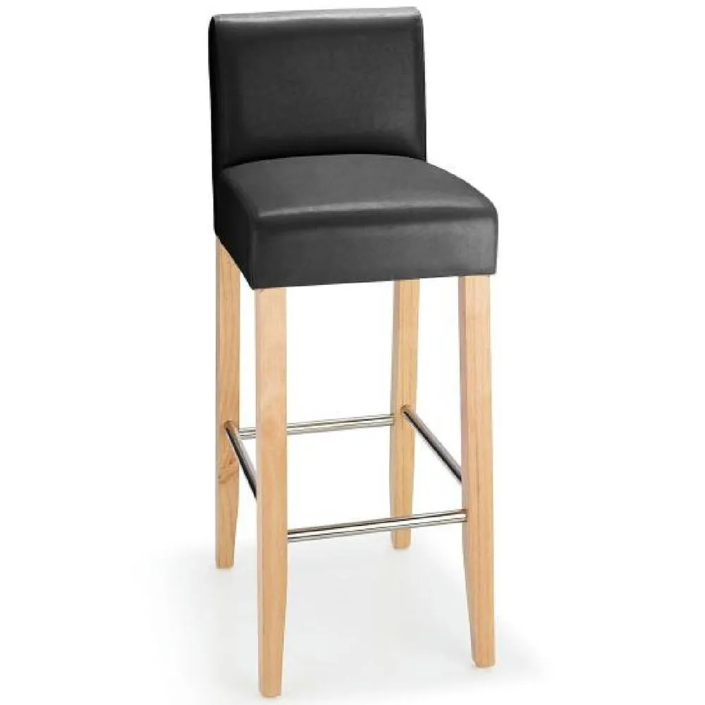 netfurniture Stenory Black Padded Kitchen Breakfast Bar Stool Wooden Frame & Legs 3
