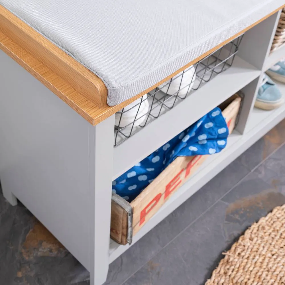 Nöa and Nani Halmstad Storage Bench in Grey and Natural Pine 3