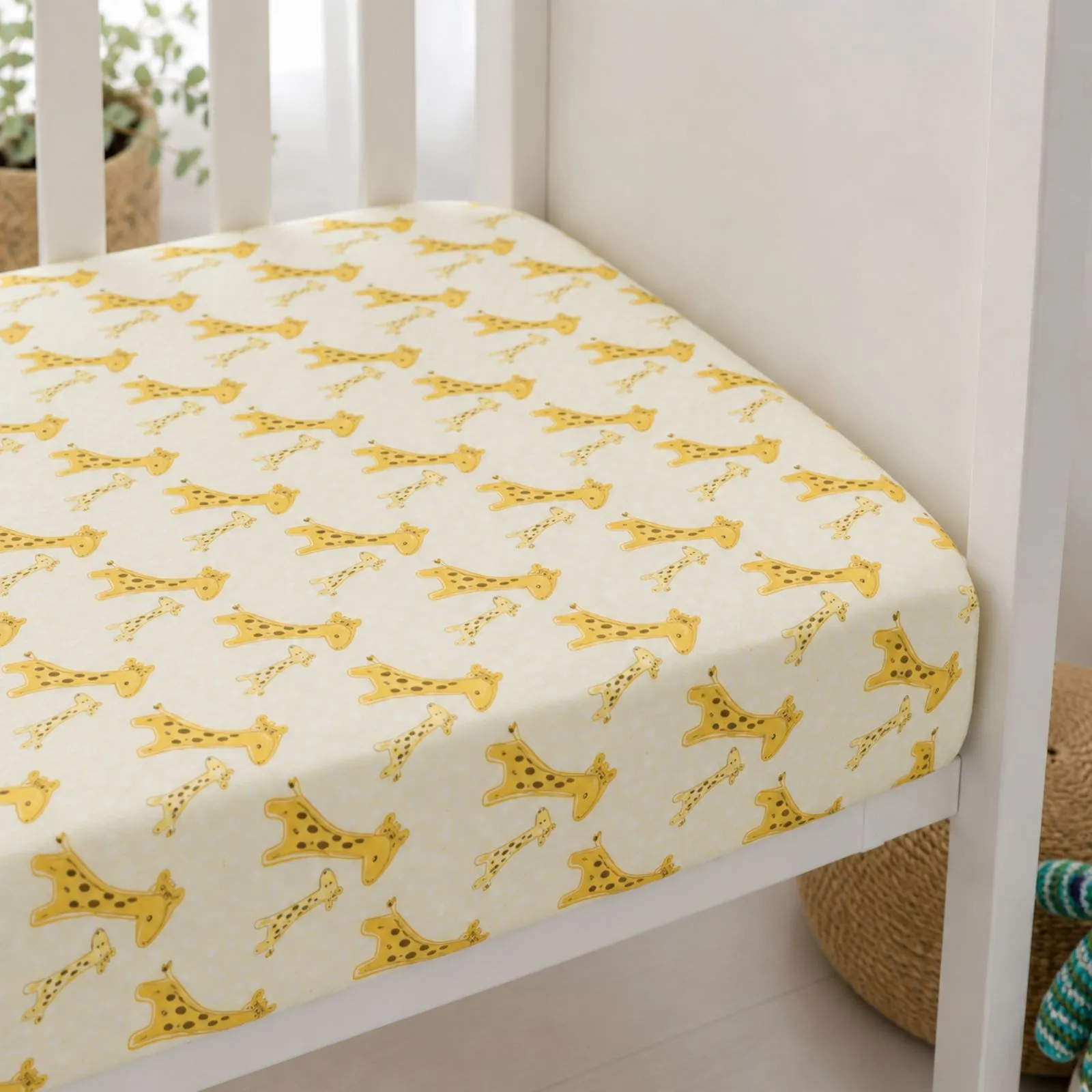 Smart Living Soft & Breathable Cotton Nursery Giraffe Crib Fitted Sheet 3
