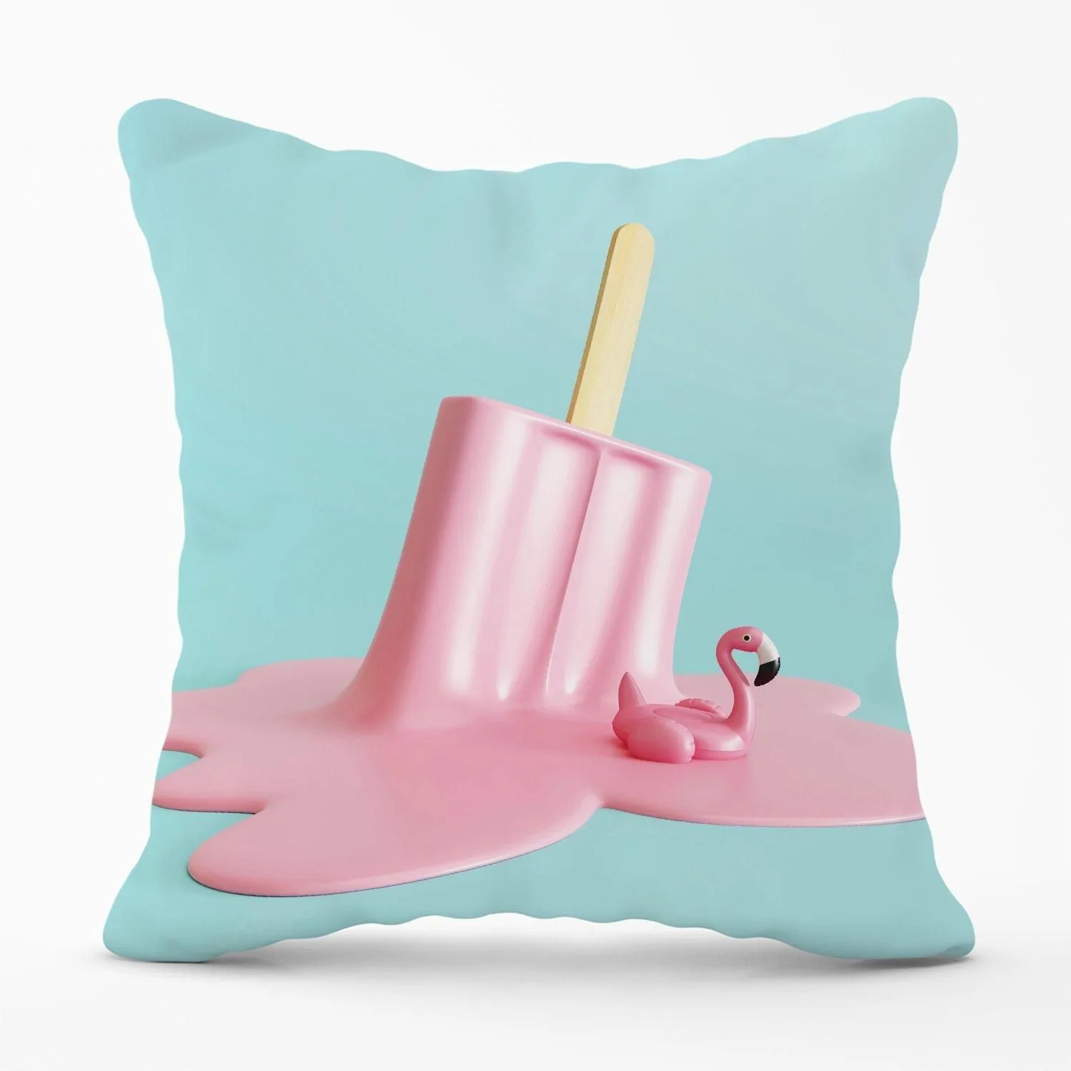 Warren Reed - Designer Flamingo Ice Cream Outdoor Cushion in Pink