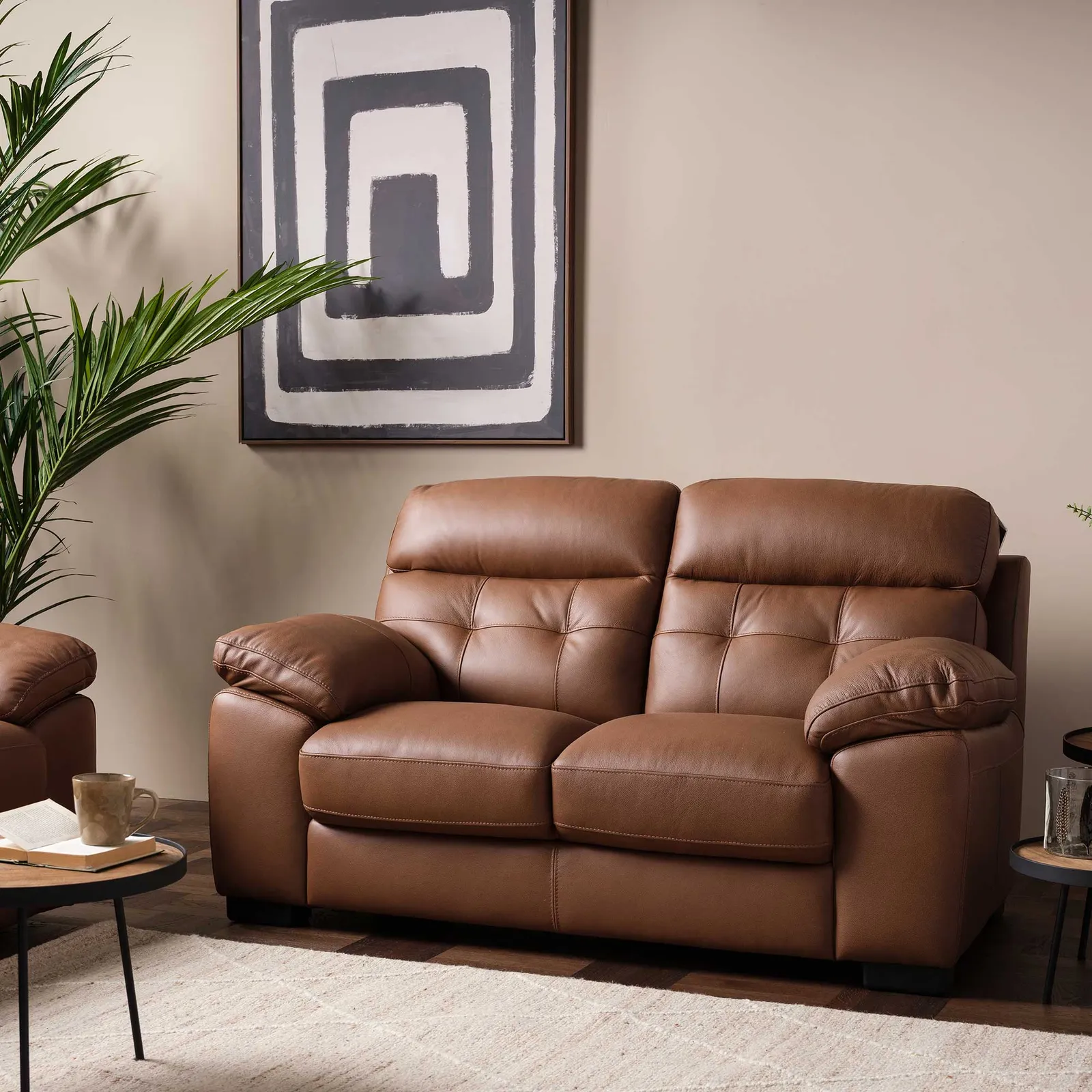 Holborn 2 Seater Static Sofa, Brown Leather | Barker & Stonehouse 2