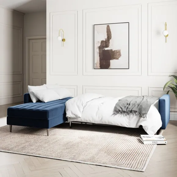 Kendall Quilted Velvet Clic Clac Storage Corner Sofa Bed 2