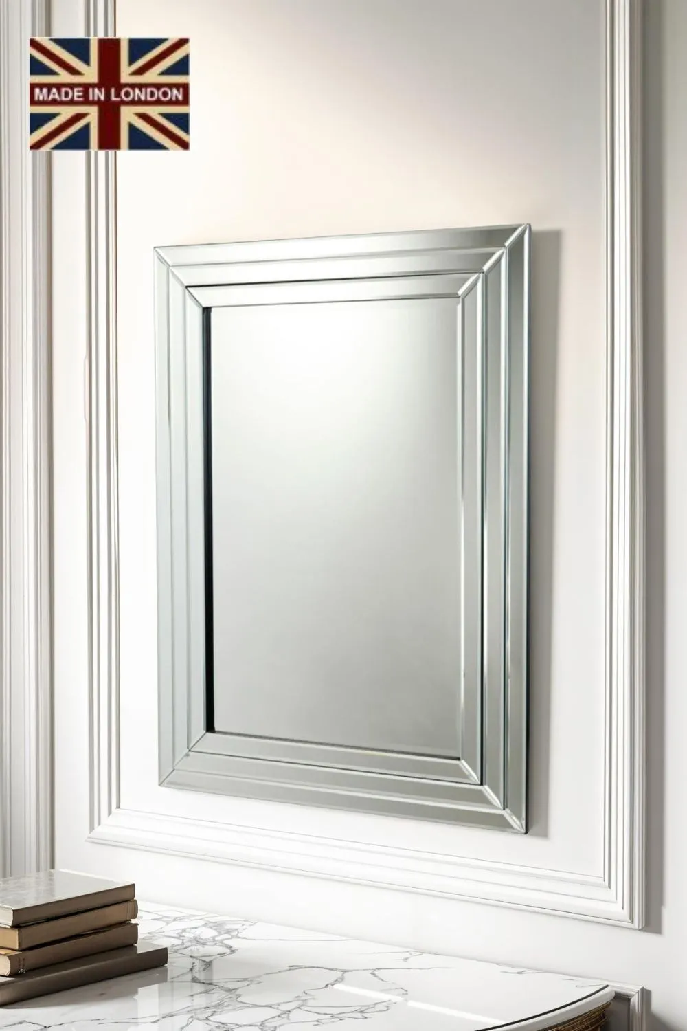 Yearn Mirrors Triple Stepped Bevelled Wall Mirror 119x89cm in Black