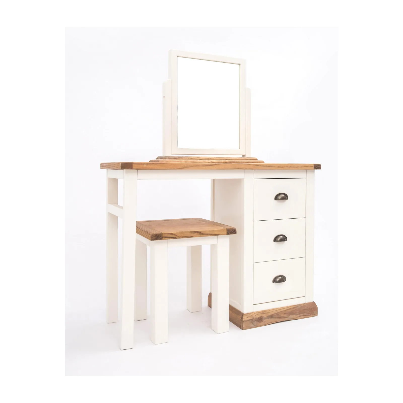 Cabinet Bits Tropea 3 Drawer Dressing Table Set Brass Cup Handle in Off-White 2
