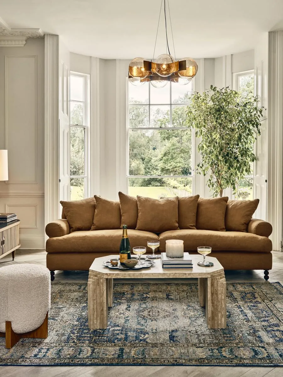 Audrey Four Seater Sofa, Linen, Ochre