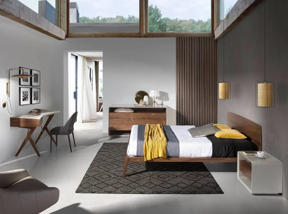 Angel Cerda Walnut Veneer Double Bed Model (160x200 cm) 4