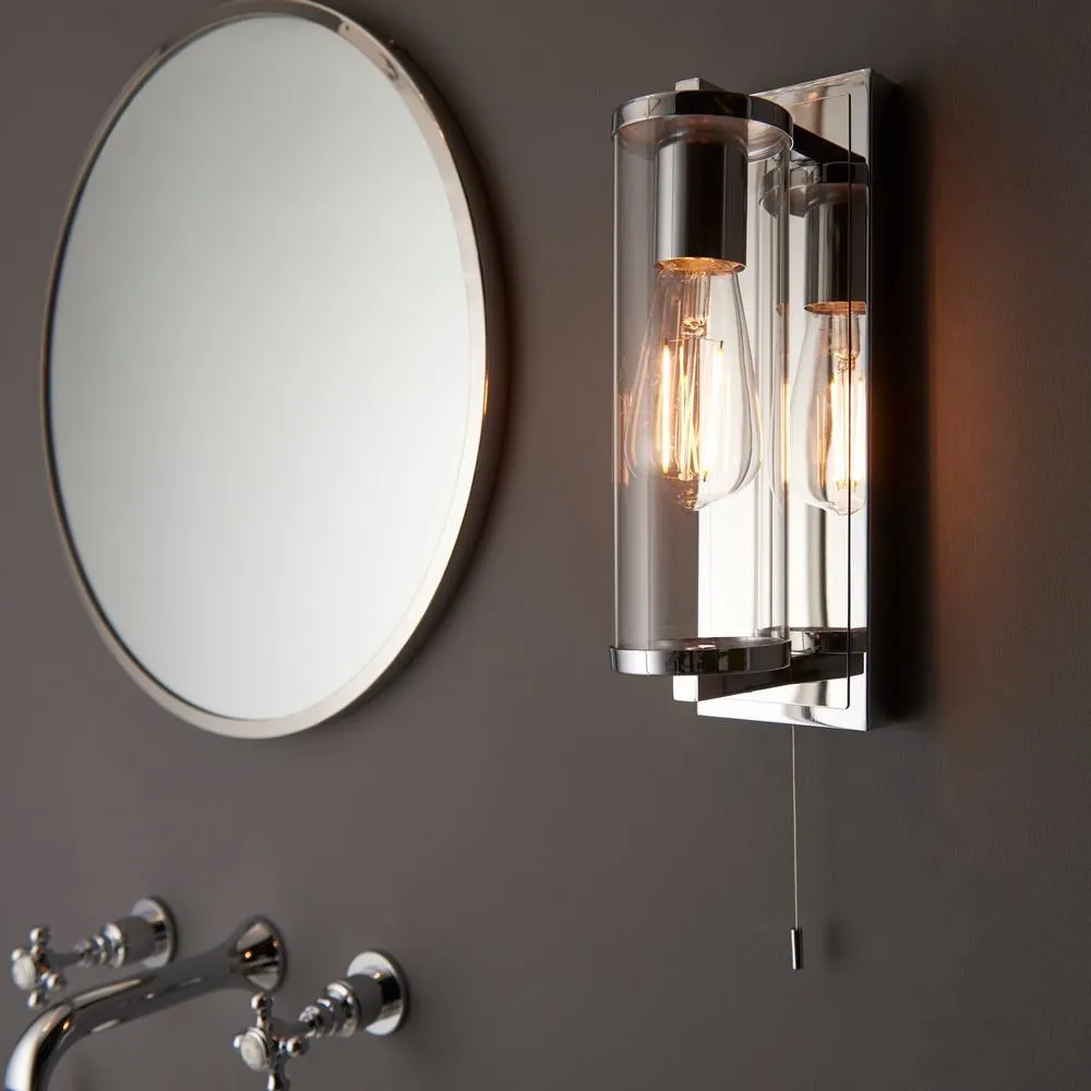 Netlighting 'COMO' Non Dimmable Stylish Contemporary Bathroom Glass Wall Lamp in Silver 4