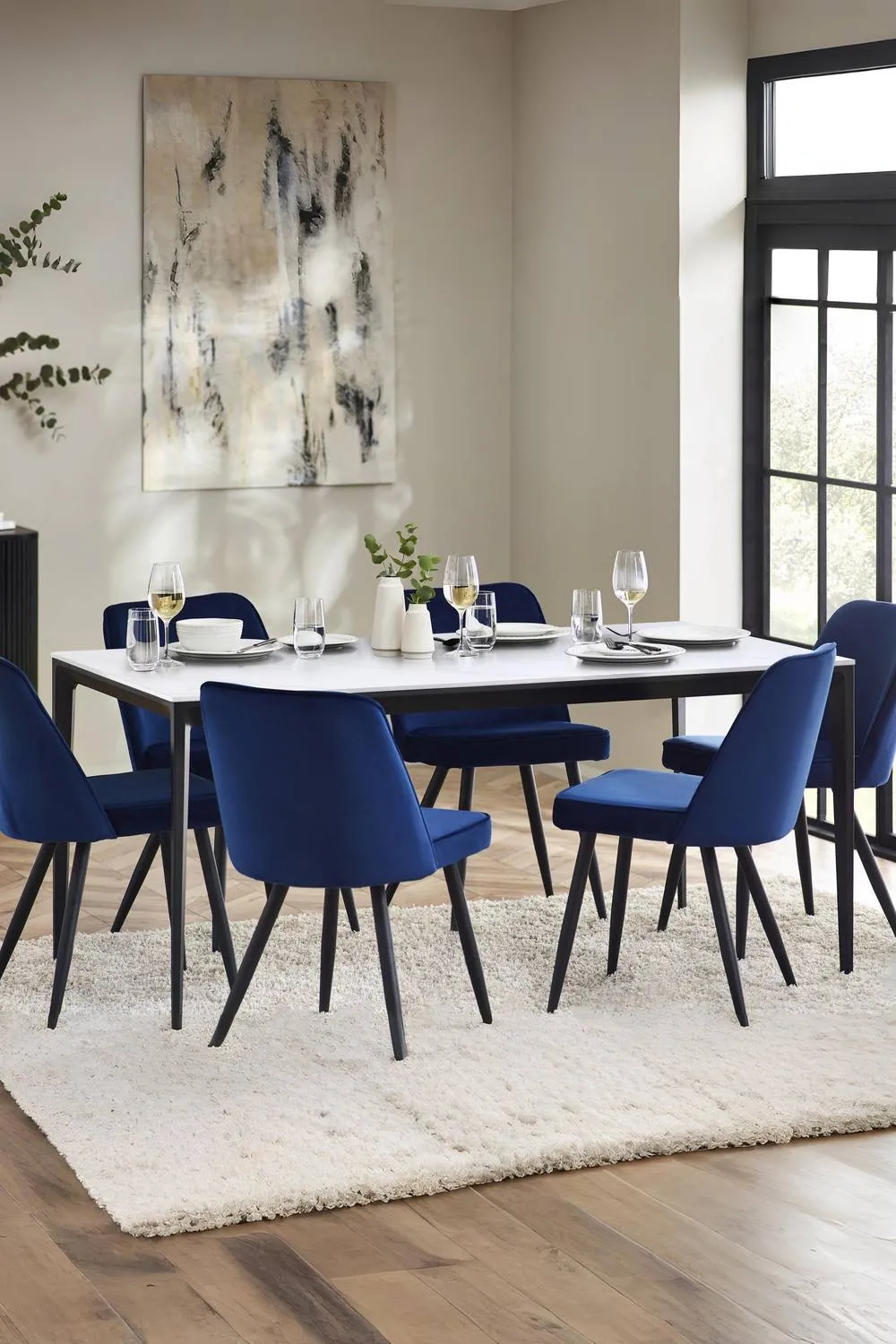 Julian Bowen Miami Rectangular Stone Top 4-6 Seater Dining Table in White 1