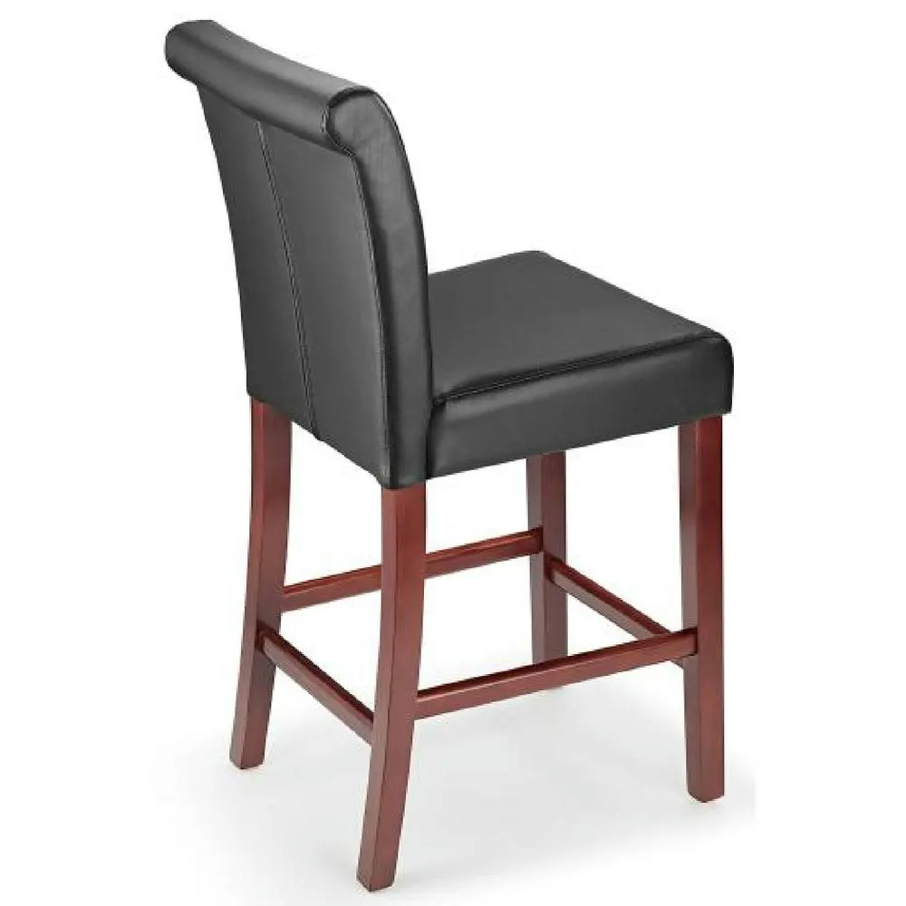 netfurniture Sayni Walnut Frame Kitchen Bar Stool Black Padded Seat & Back 5