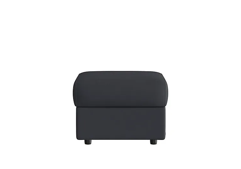 Vito Leather Storage Footstool - Torello Blu