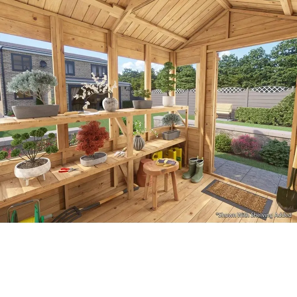 Dunster House Wooden Potting Shed Apex Roof W8' x D6' (W2.4m x D1.8m) Overlord Modular in Brown 4