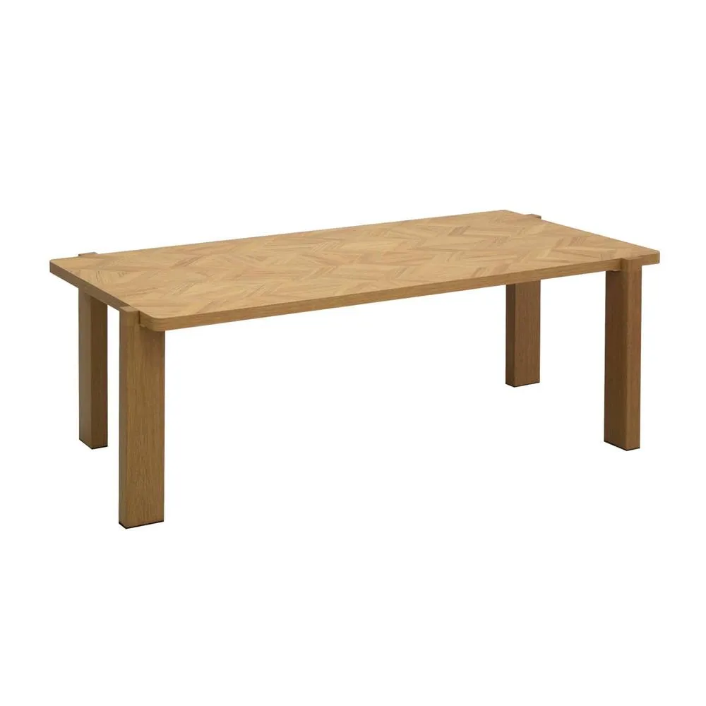 sweeek Vintage rectangular coffee table with chevron pattern wood decor top in Brown 2