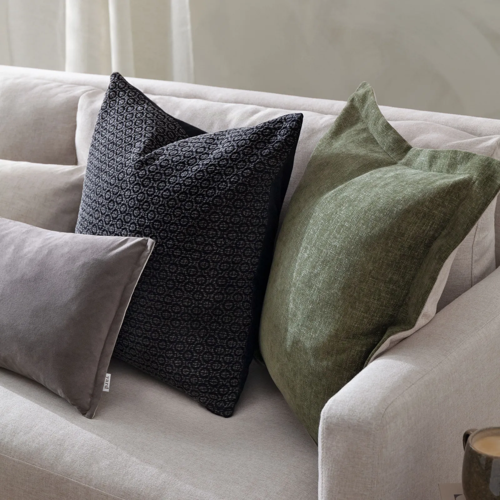 Yard Merton Velvet Cushion in Taupe 6