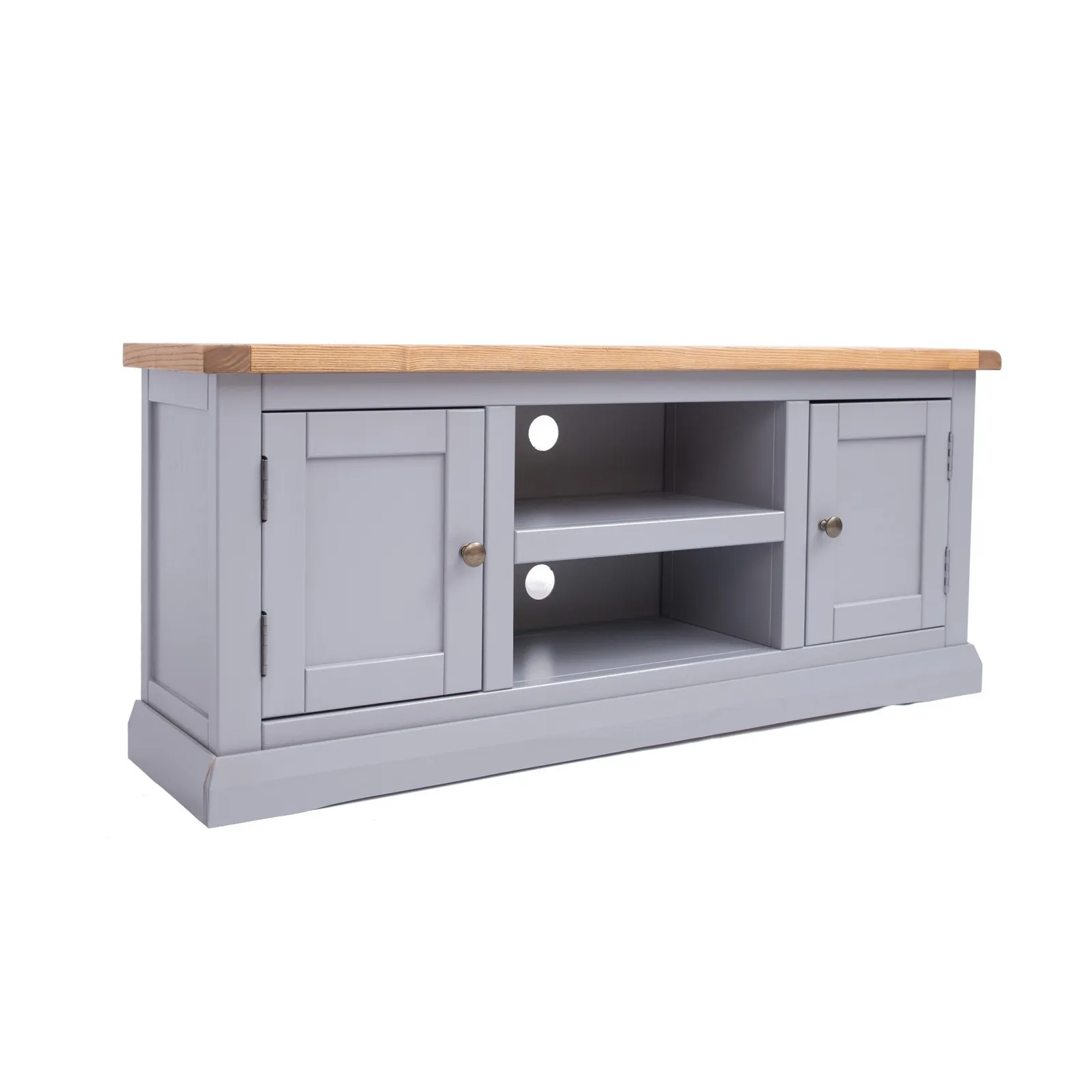 Cabinet Bits Rocca Grey 2 Door TV Cabinet Brass Knob
