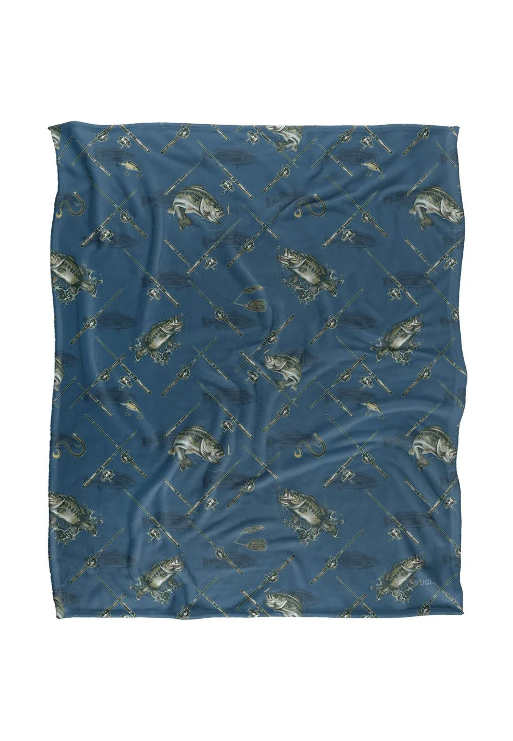 JQ Licensing Action Bass Fishing Pattern 2 Silky Touch Super Soft Throw Blanket 152 X 127 cm in White
