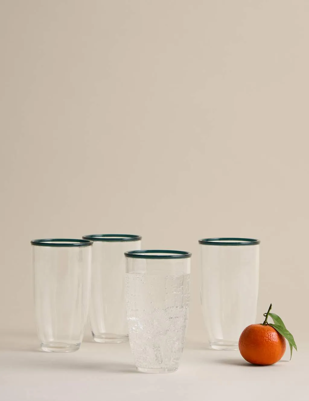 M&S Set of 4 Contrast Rim Acrylic Picnic Hi Balls Blue