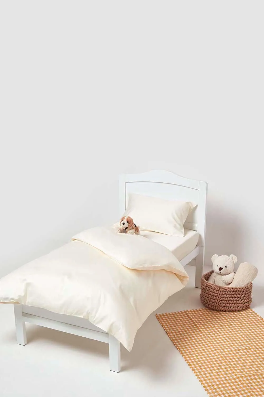 Homescapes Sateen Cotton Fitted Cot Sheets 400 Thread Count, 2 Pack in Cream 2