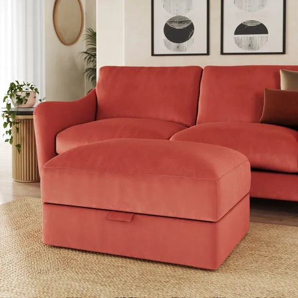 Hattie Matte Plush Velvet Storage Footstool 1