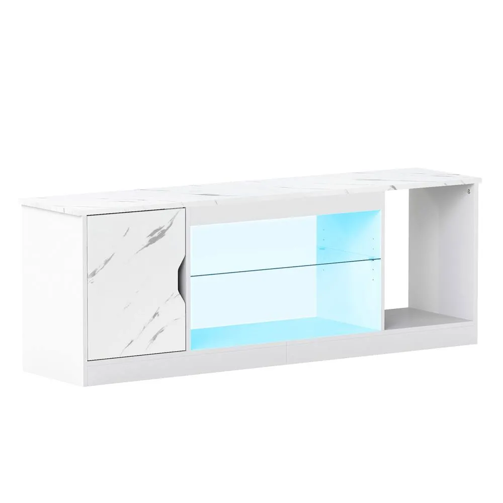 Costway TV Stand with LED Light Strip for TVs up to 65 in White 2