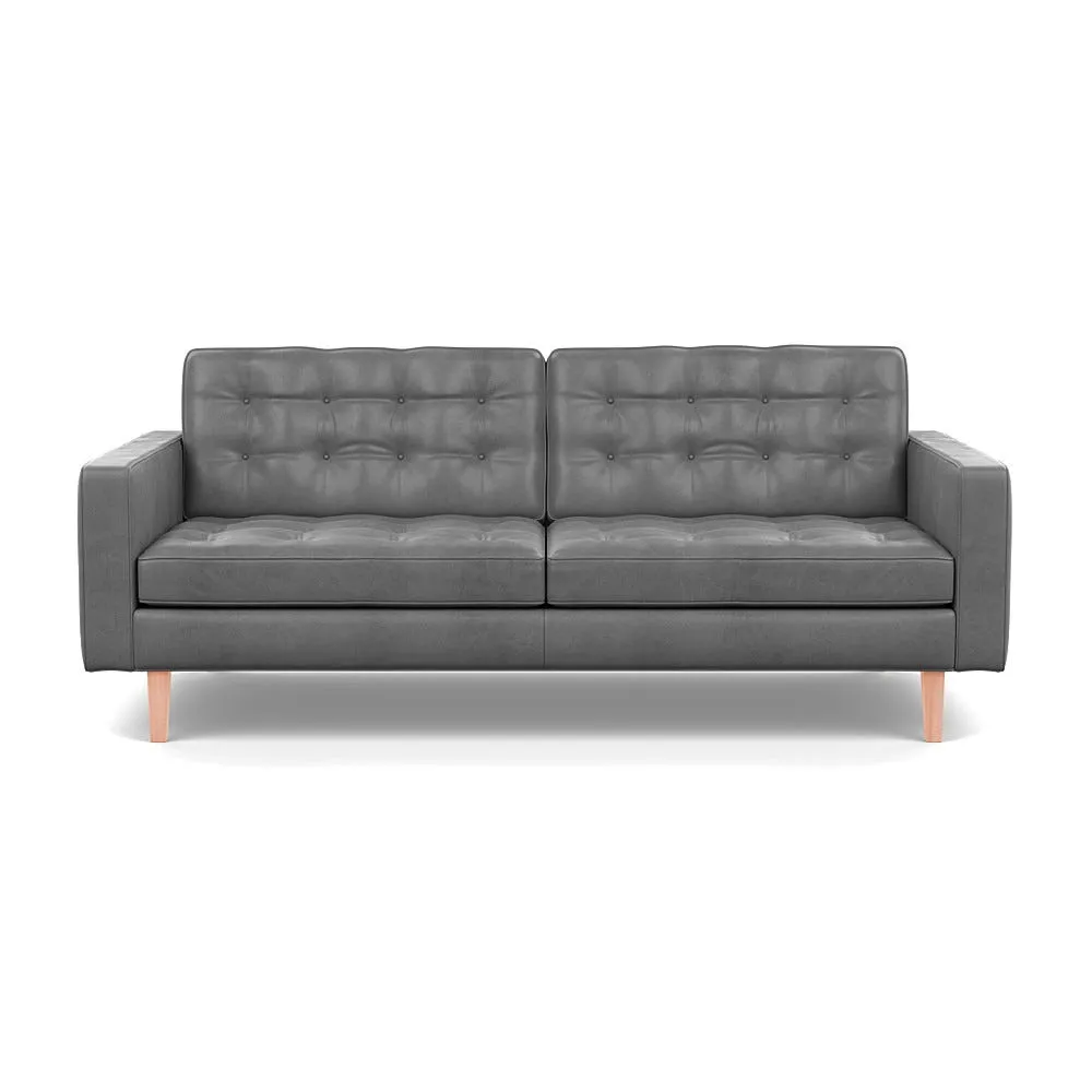 Heal's Hepburn 3 Seater Daino Leather Steel Natural Feet 1