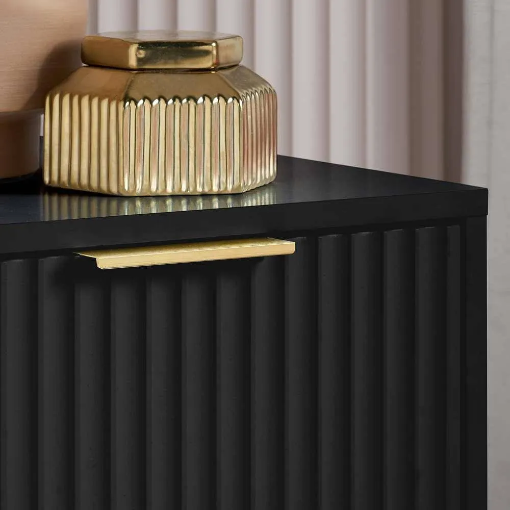Birlea Pair of Zaza Black Bedside Cabinet 2 Drawer Fluted Chest 5