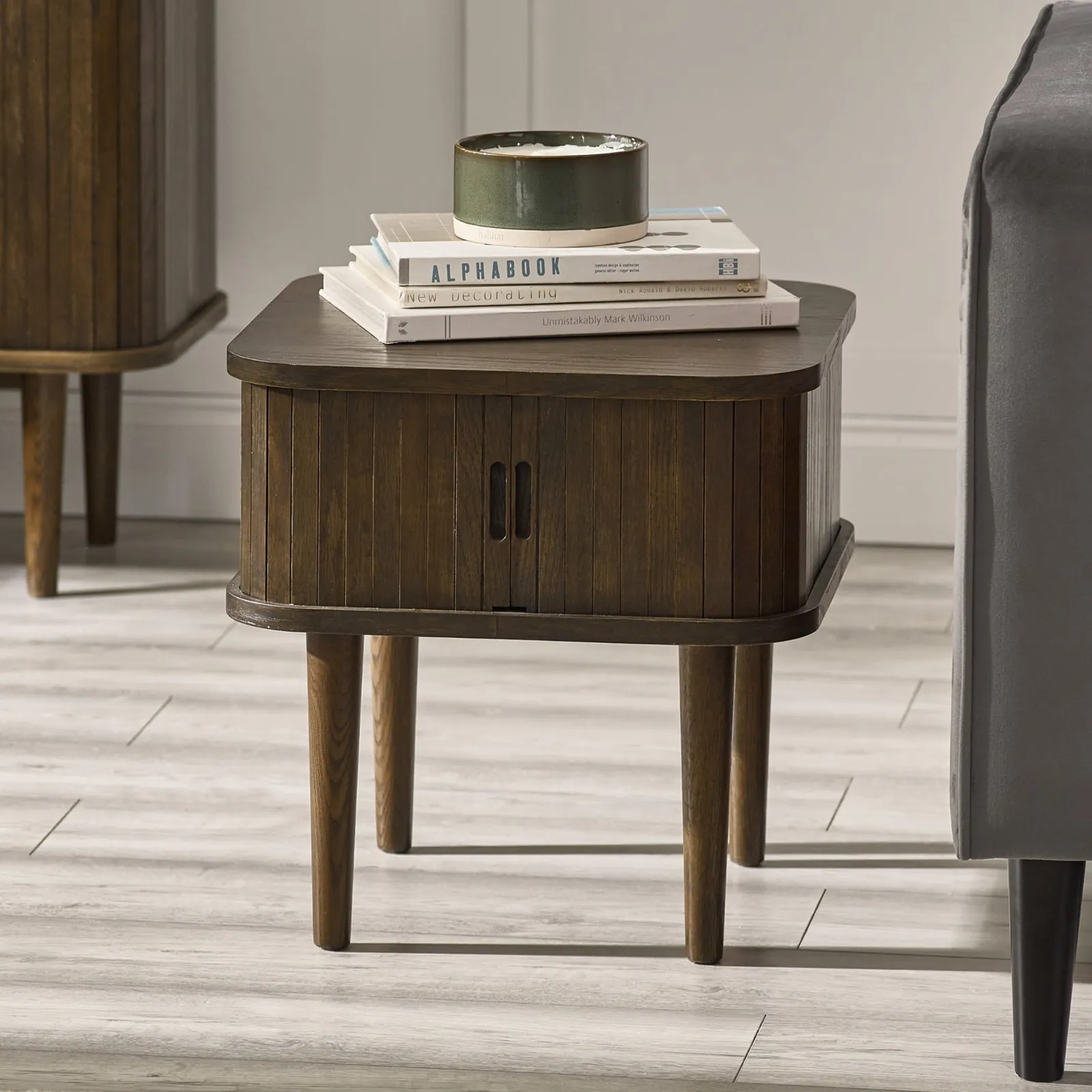 Arya - Bedside Table with Storage - Dark Oak - Wooden - Happy Beds