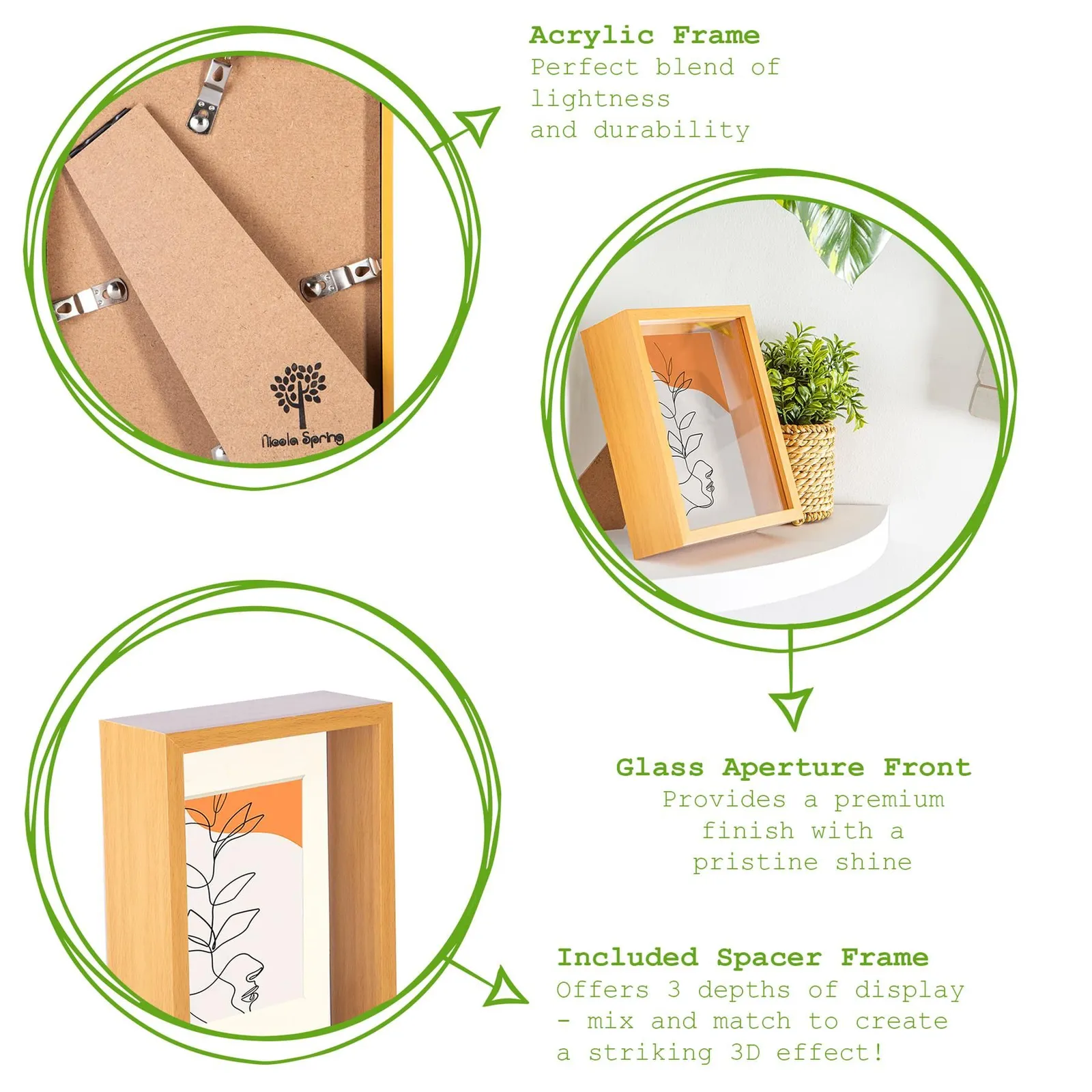 Nicola Spring 5" x 7" 3D Deep Box Photo Frame - 4" x 6" Mount - White in Ivory 2