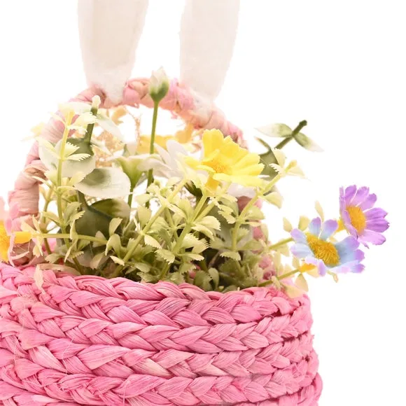 Eggstraordinary Gift Co. Faux Flower Easter Bunny Basket Decoration 3