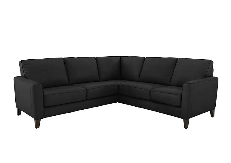 Brondby Large Leather Corner Sofa - Classic Black