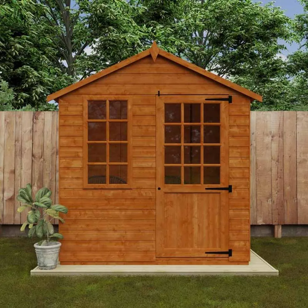 Buttercup Farm 5 x 7 Feet Simple Summer Room 12mm Shed - Solid Wood/Softwood/Pine in Burnt Orange 2