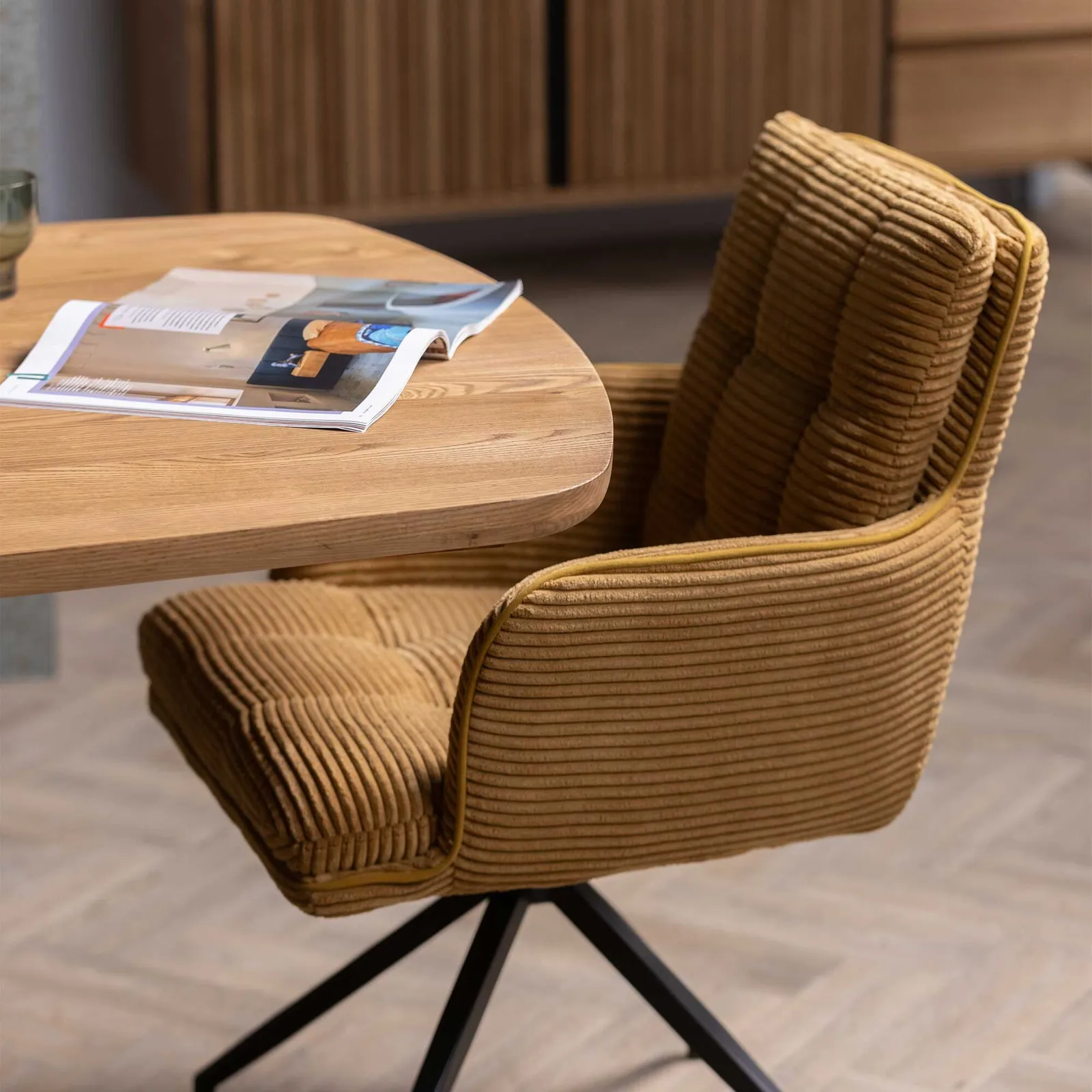 Odine Swivel Dining Chair, Yellow Velvet | Barker & Stonehouse 6