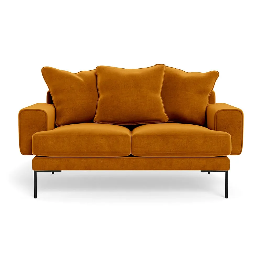 Heal's Torrington 2 Seater Sofa Smart Luxe Velvet Cognac Black Feet 1