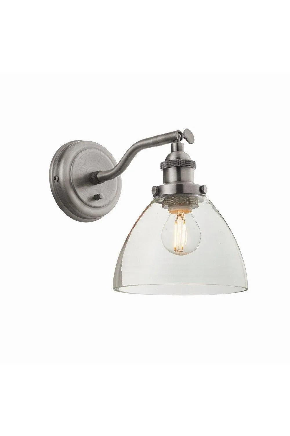 Netlighting Hansen Dome Wall Lamp Brushed Silver Paint Clear Glass