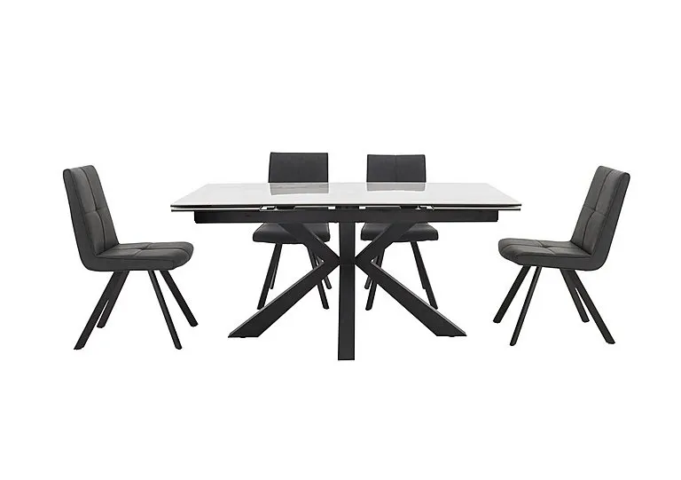 Phoenix Dining Table and 4 Chairs - Dark Grey