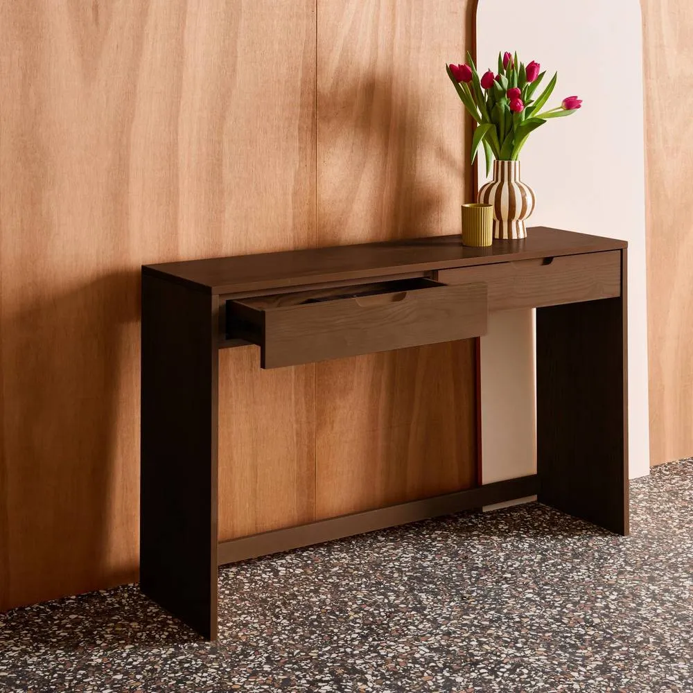 sweeek Wood Decor Console 2 Drawers 120 cm in Dark Brown 6