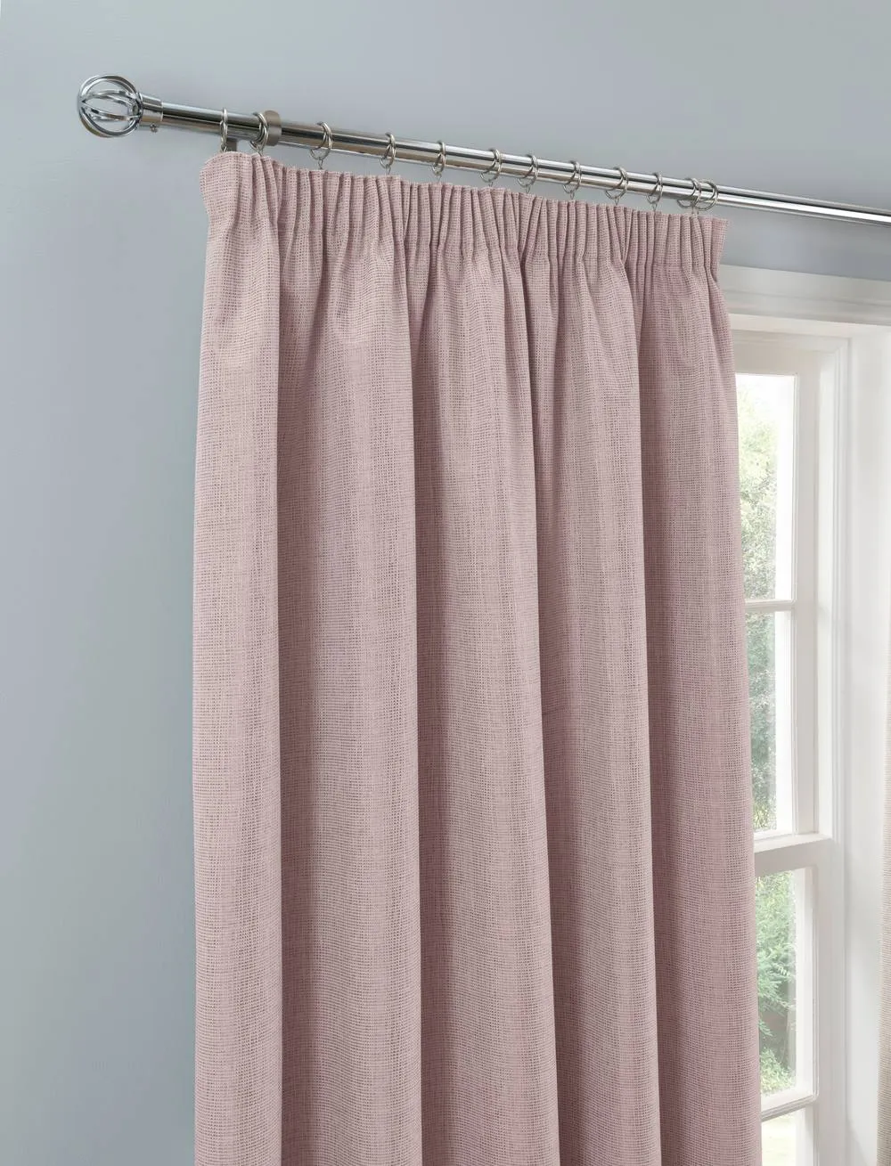Smart Living Textured Rib Weave Pencil Pleat Blackout Curtains - 2 Panels in Pink 6