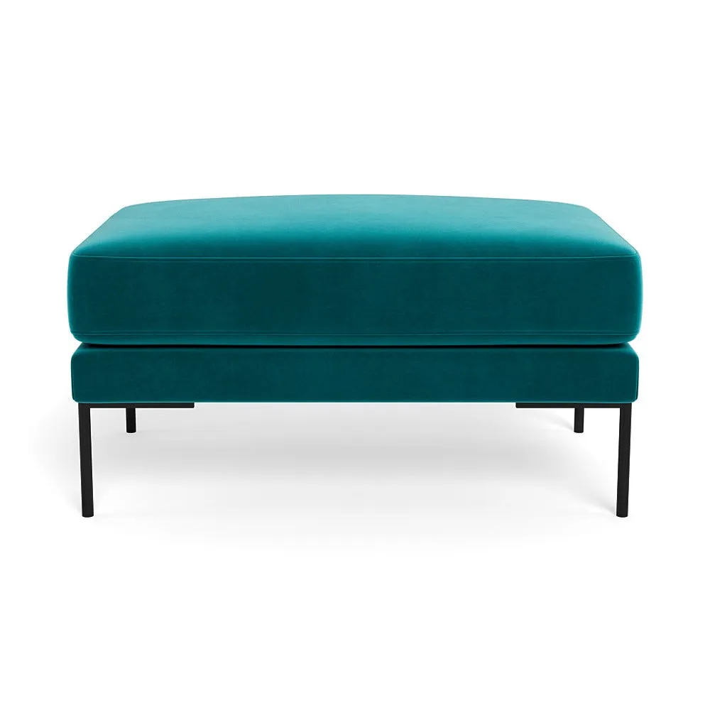 Heal's Torrington Ottoman Smart Velvet Petrol Black Feet