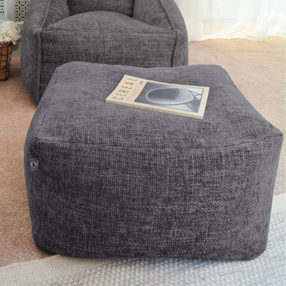 rucomfy Beanbags rucomfy Indoor Bean Bag Ottoman - Weave Pouffe Footstool in Grey