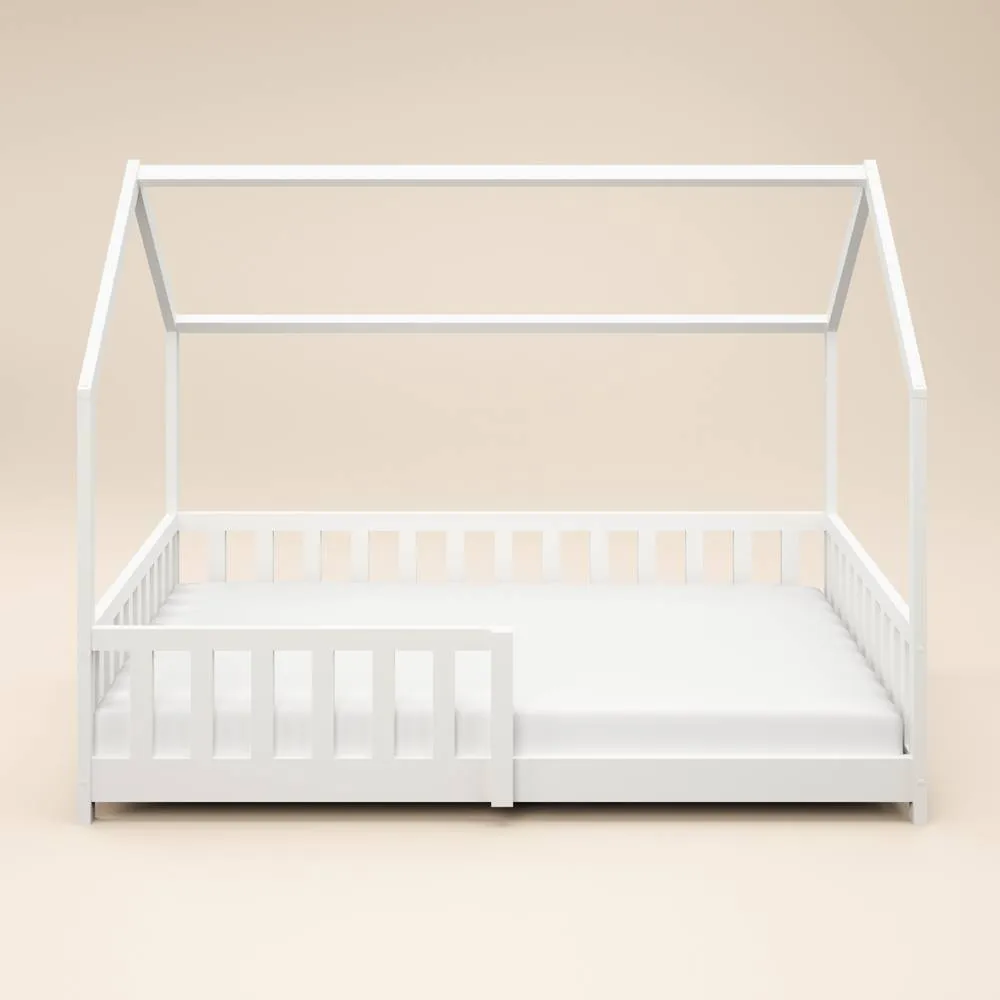 Flair Explorer Small Double Play House Floor Bed with Rails Wooden White 4