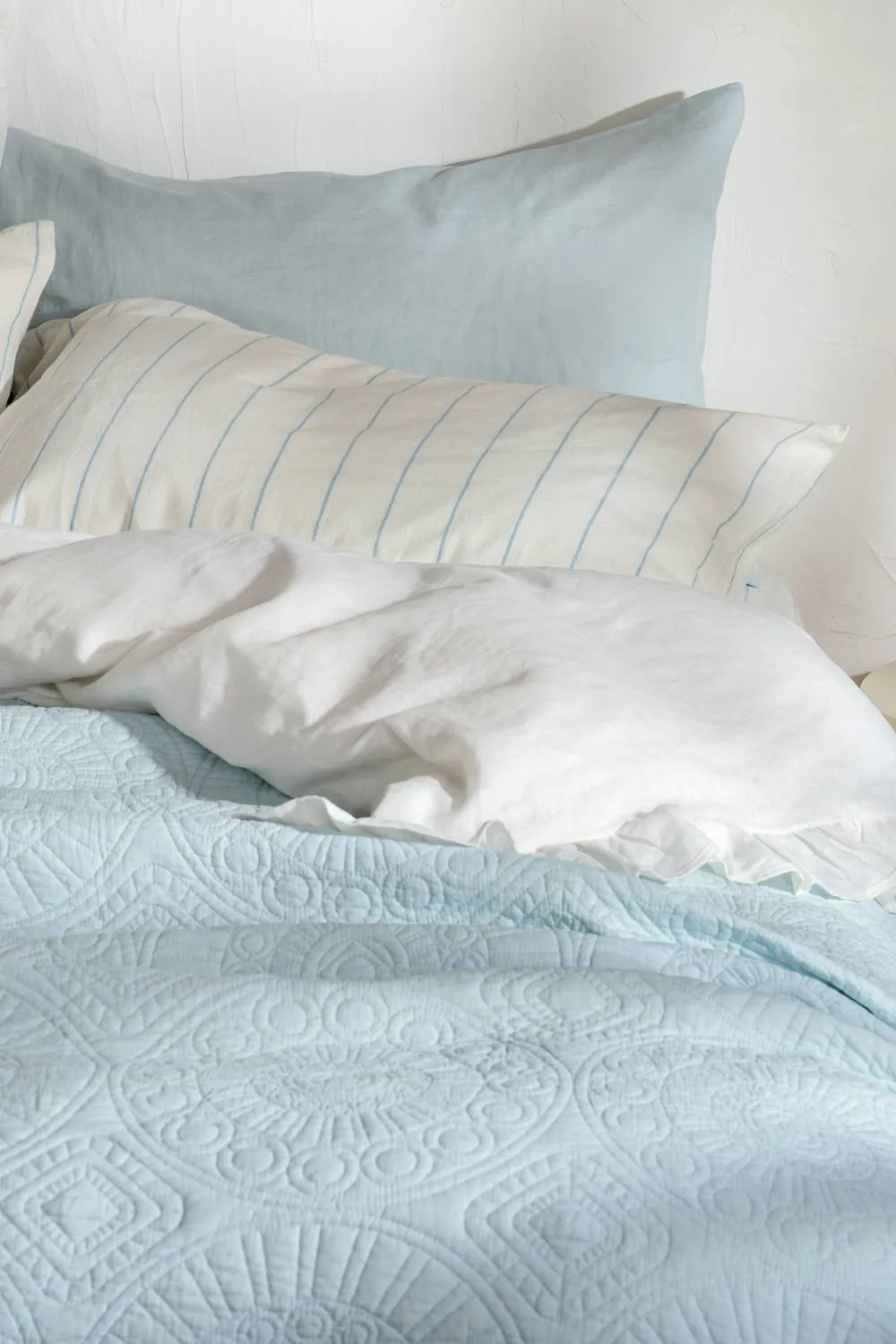 Soak&Sleep Quilted Cotton Bedspread in Light Blue 4