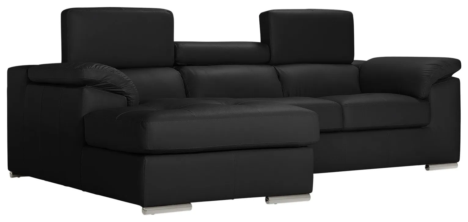 Argos Home Valencia Left Corner Leather Sofa - Black