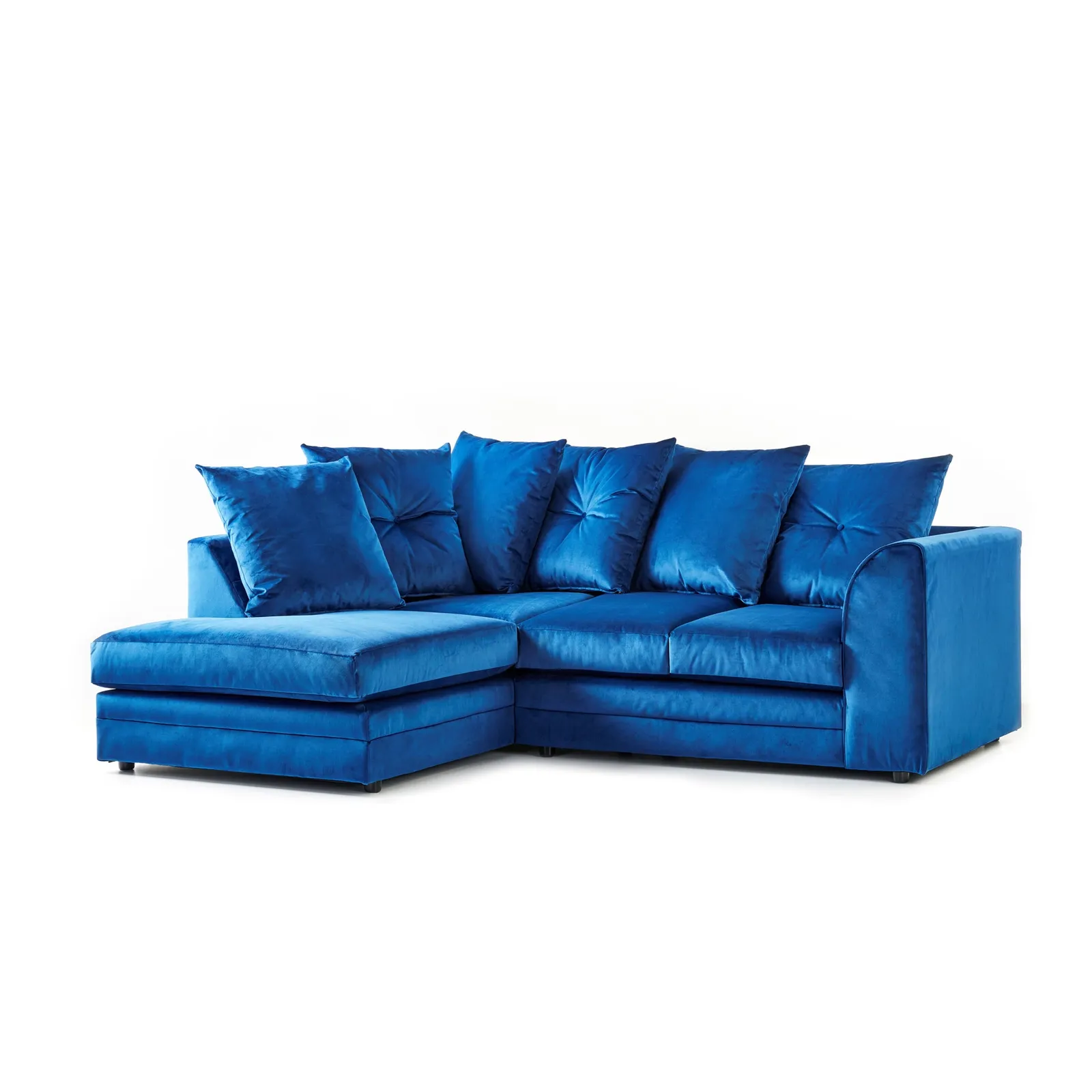 Blake Left Hand Velvet Corner Sofa Blue