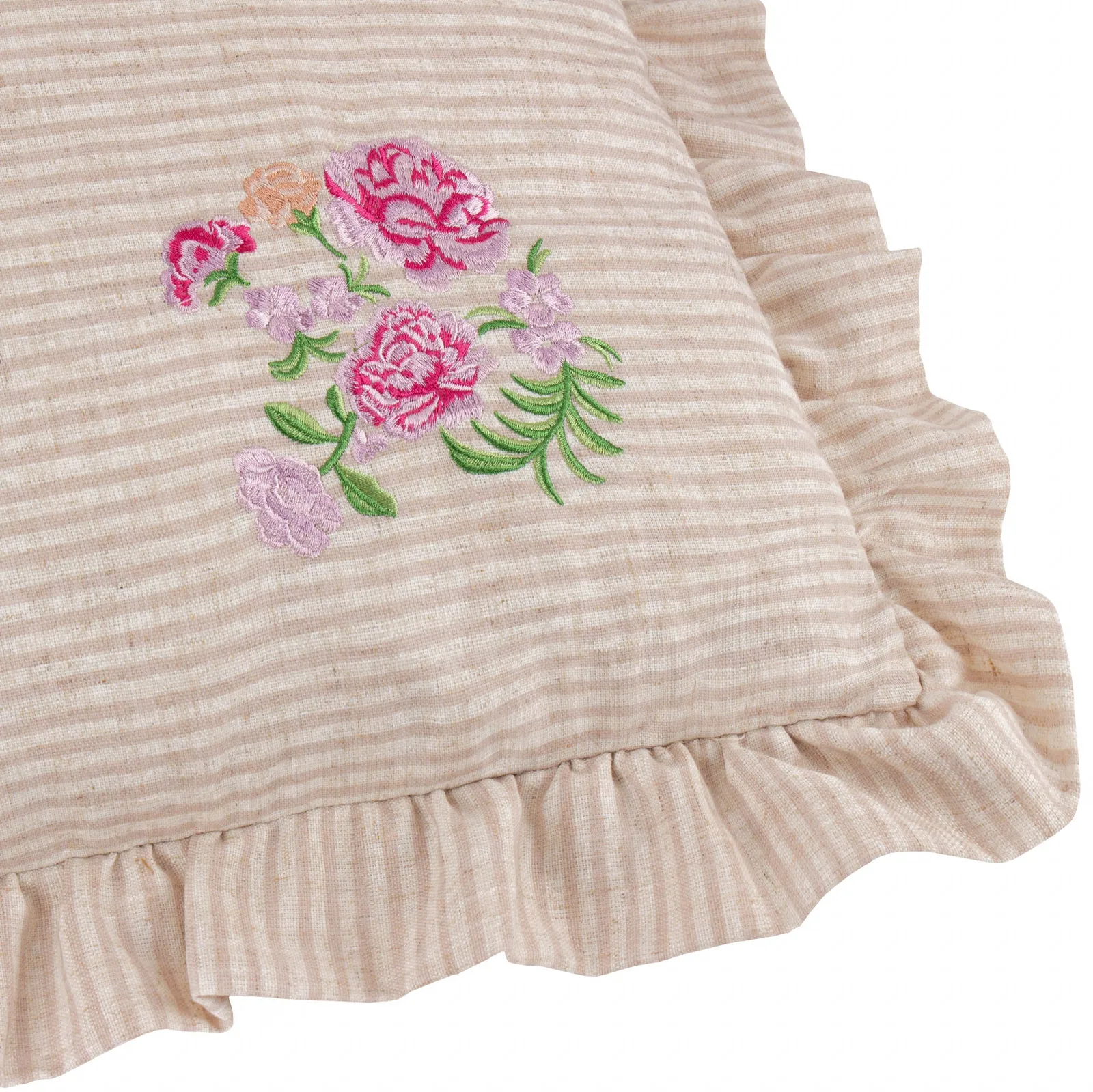 Wylder Martha Embroidered Ruffle Cushion in Pink 5