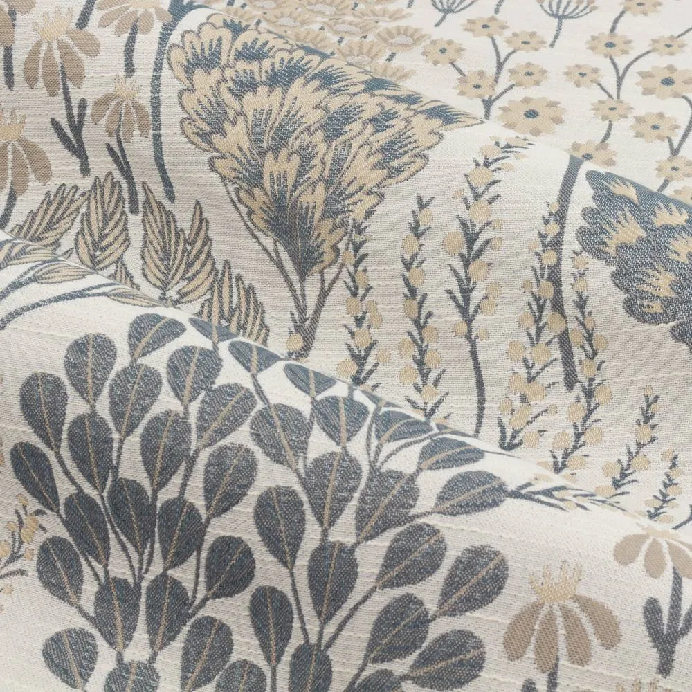 Wylder Ophelia Floral Room Darkening Pencil Pleat Curtain Pair in Mid Blue 5